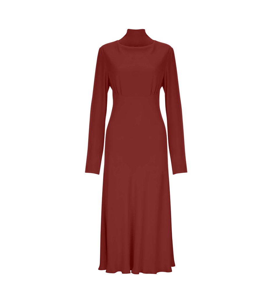 Burgundy Midi Cowl Neck Dress in Red|Finery London
