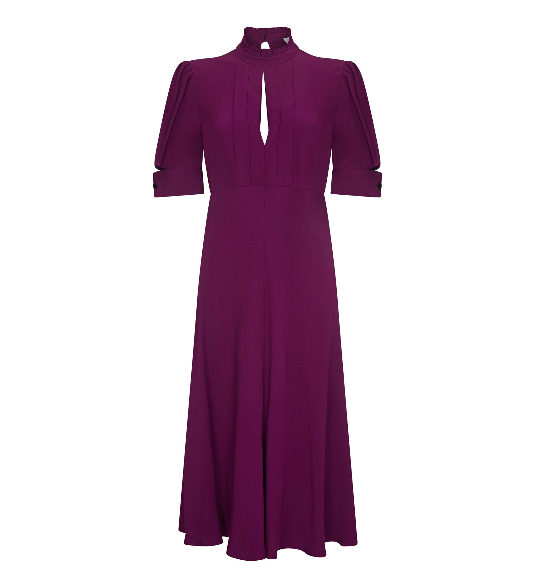 Viscose Crepe Purple Dress With Open Front Detail in Purple|Finery London