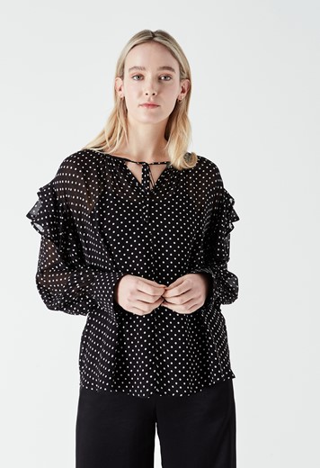 Viscose Crepe Printed Blouse With Front Detail in Tulip|Finery London
