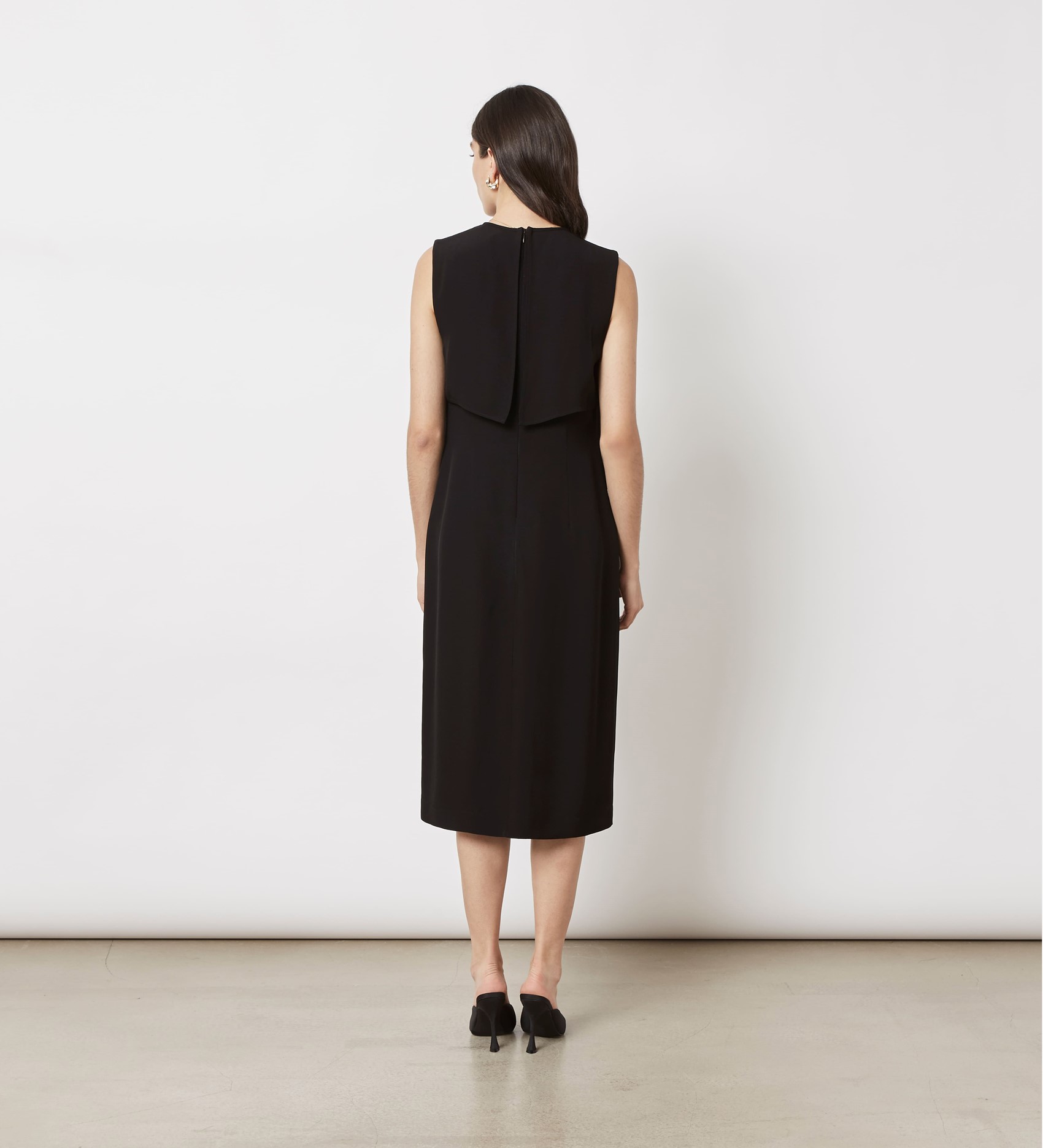 Plain Black Shift Dress With Front Wrap Detail Finery London