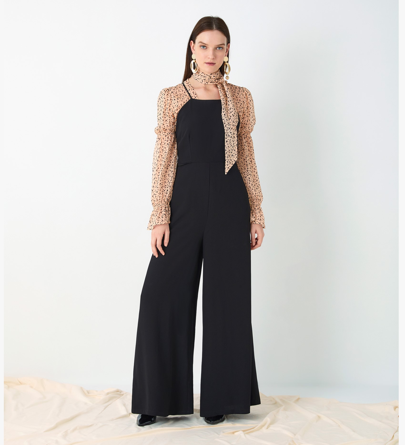 Palazzo Back Tie Jumpsuit in BlackFinery London