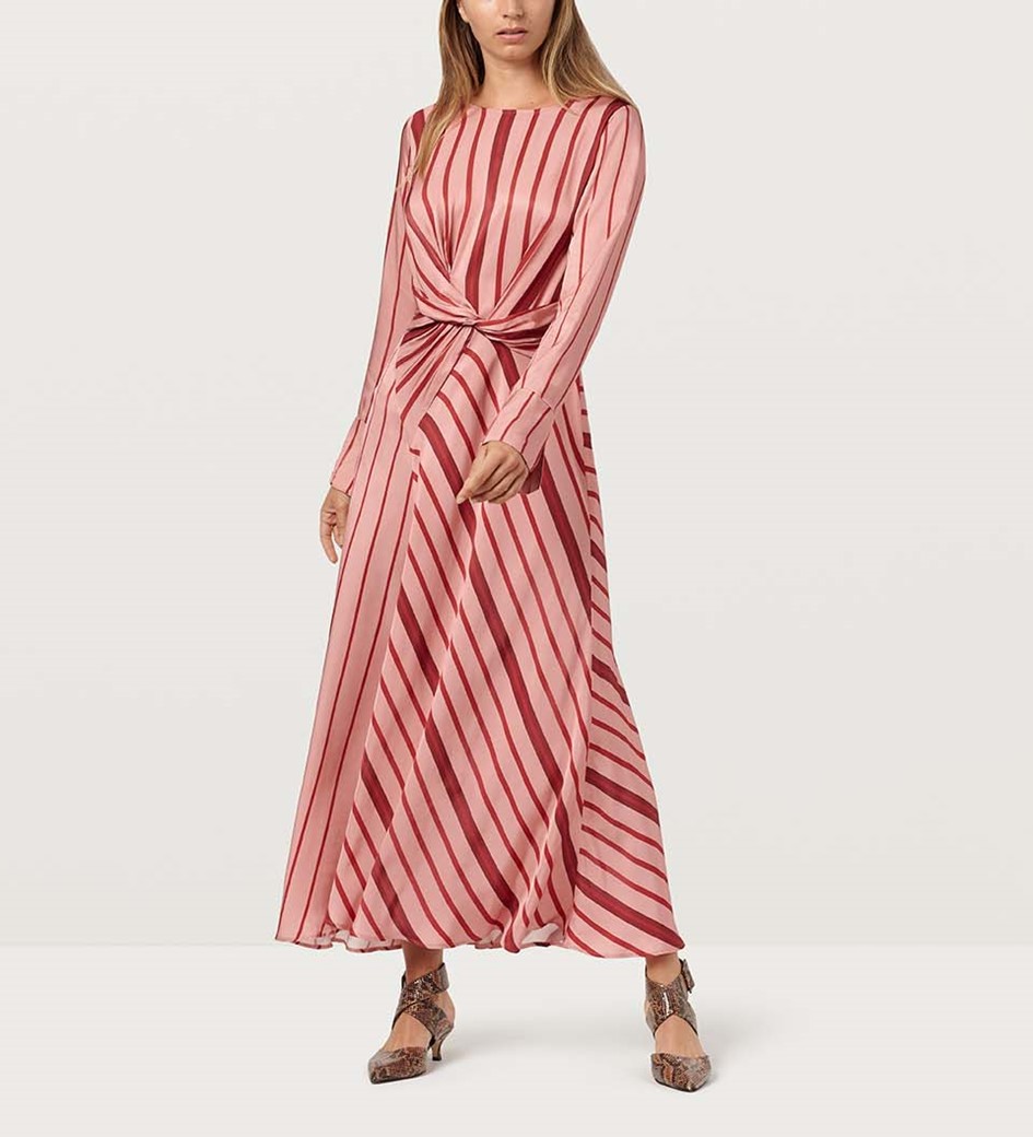Rose Striped Satin Dress in PinkFinery London