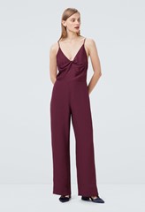 Satin Plum Cami Jumpsuit with Wide Legs in Purple|Finery London