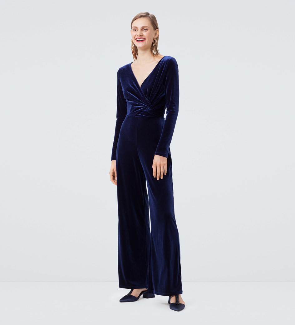 navy velvet jumpsuit