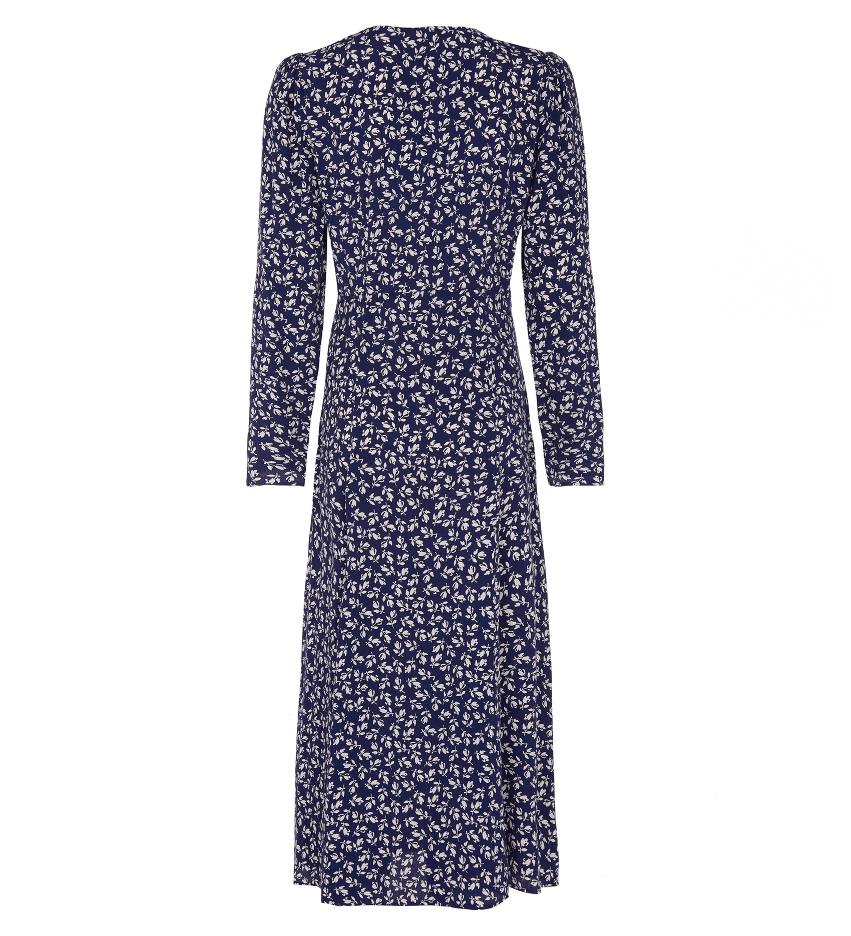 Molly Midi Navy V-Neck Dress | Long Sleeves | Finery London