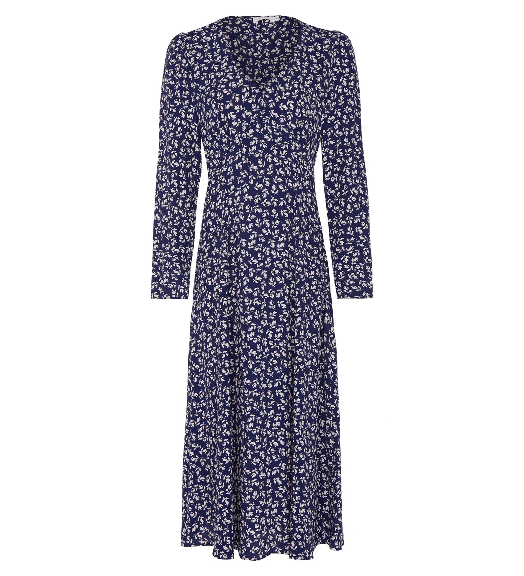 Molly Midi Navy V-Neck Dress | Long Sleeves | Finery London