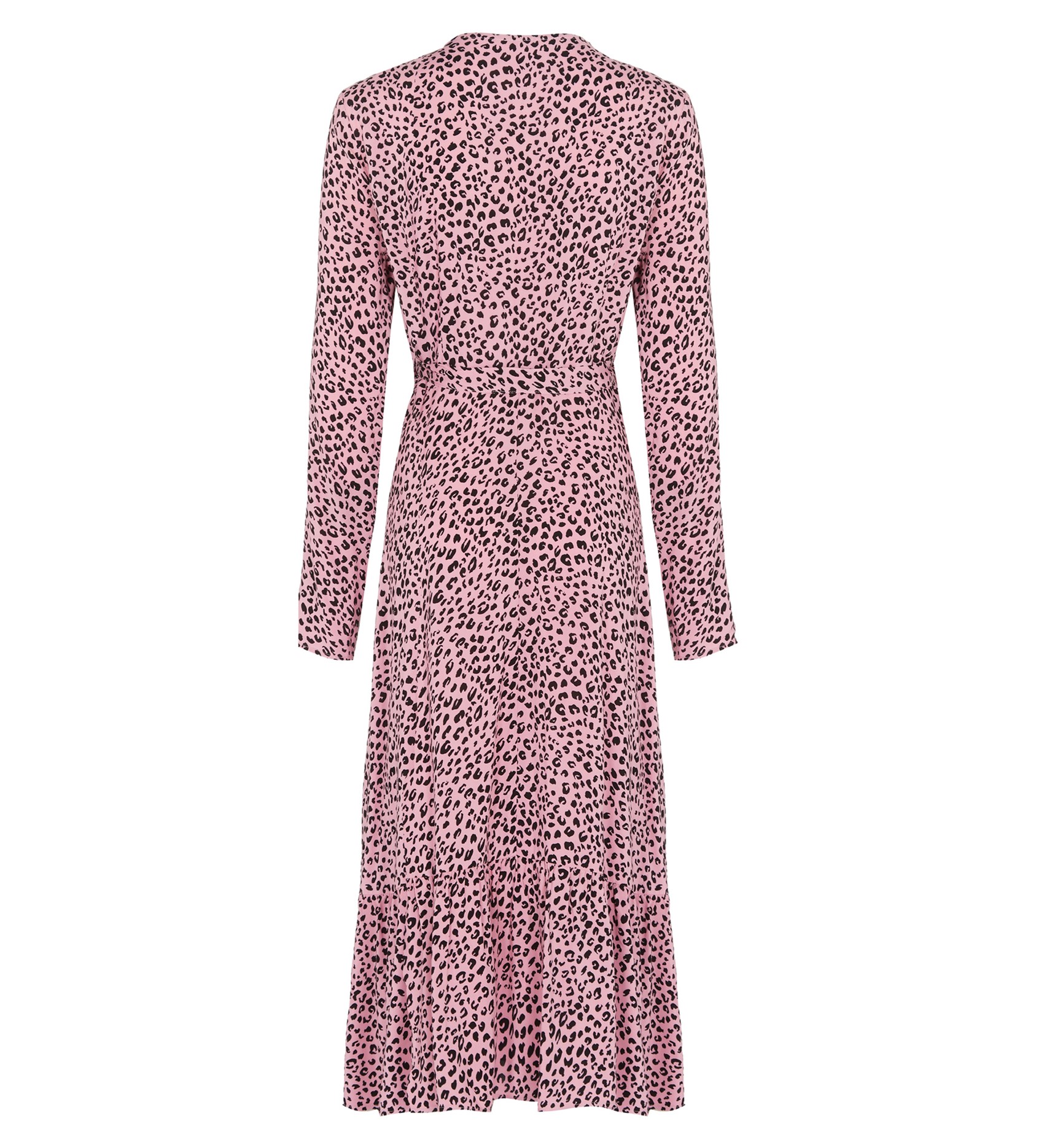 Midi Pink Leopard Dress Long Sleeves Finery London