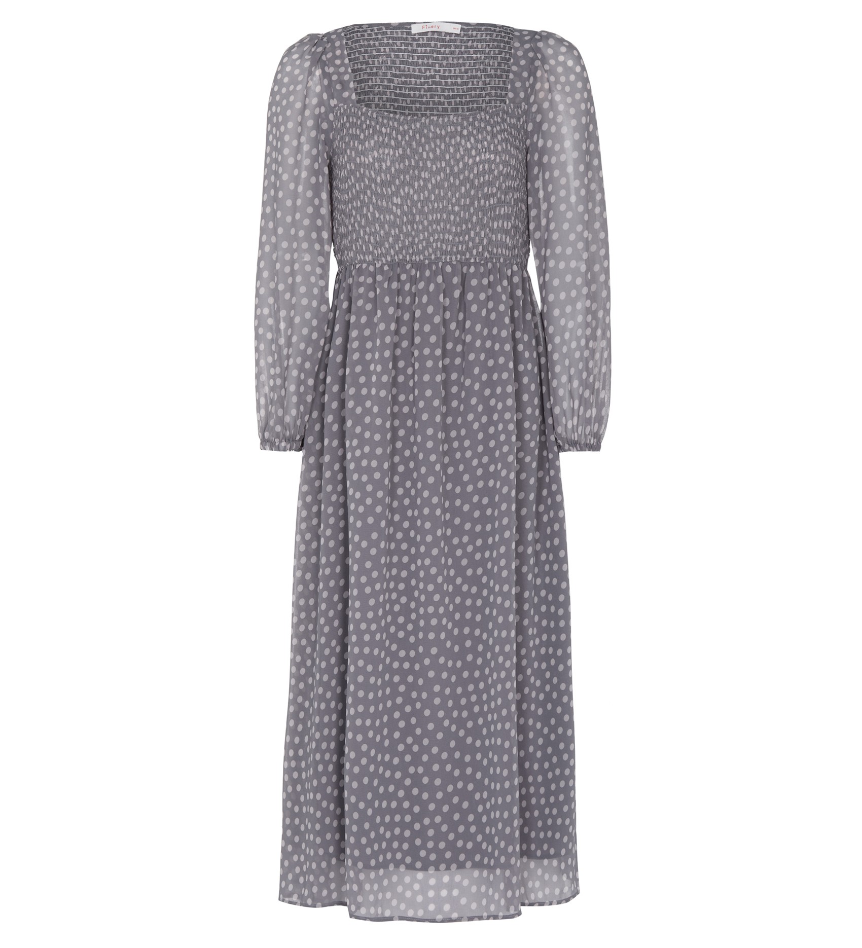 Midi Grey Spot Dress | Long Sleeves | Finery London