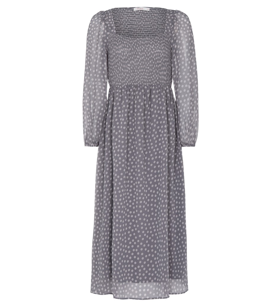 Midi Grey Spot Dress | Long Sleeves | Finery London