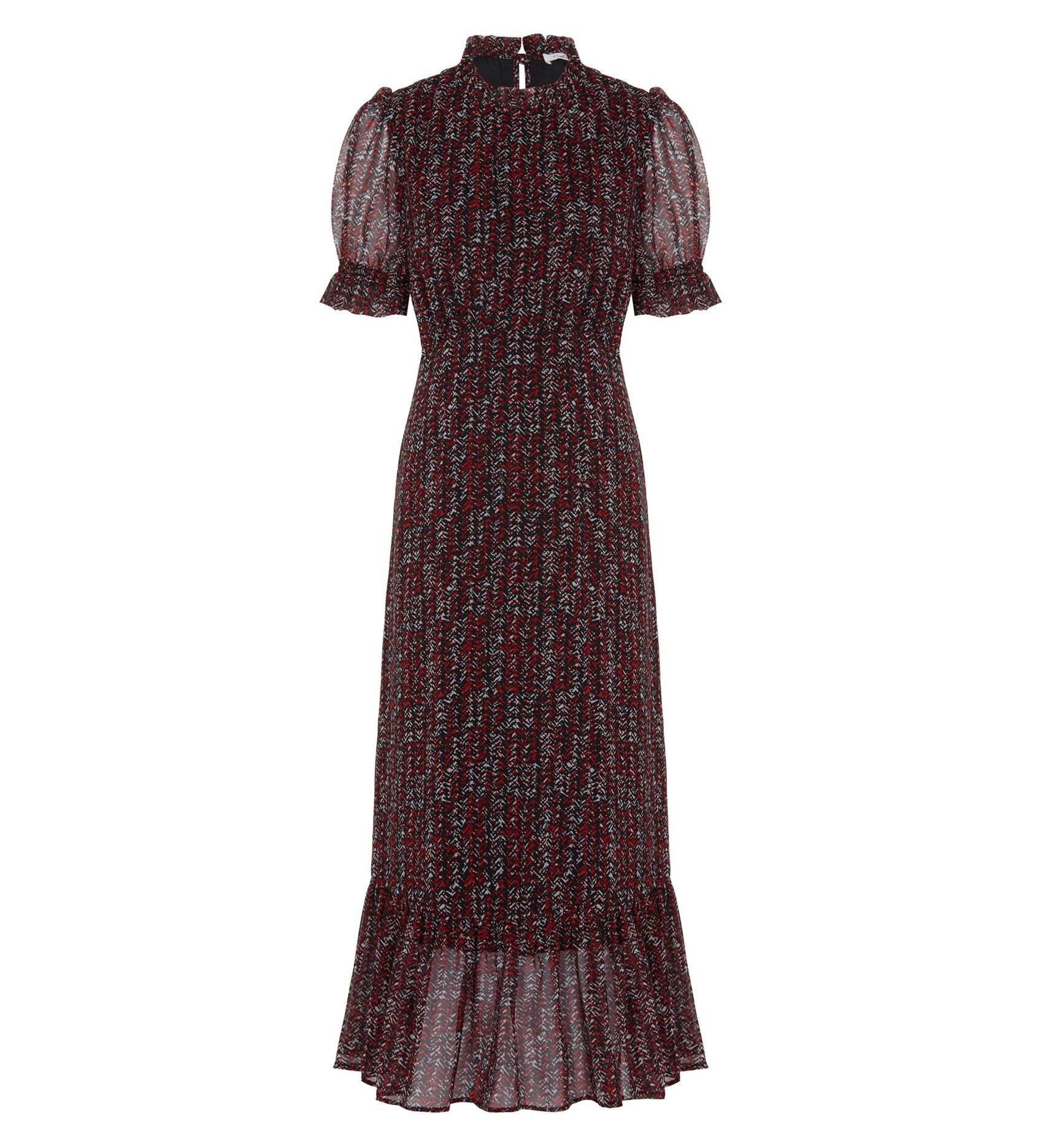 Midi Red Printed Dress | Short Sleeves | Finery London