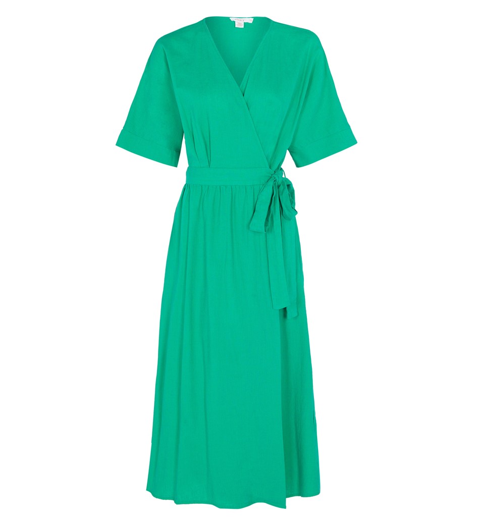 Midi Green Linen Dress | Short Sleeves | Finery London
