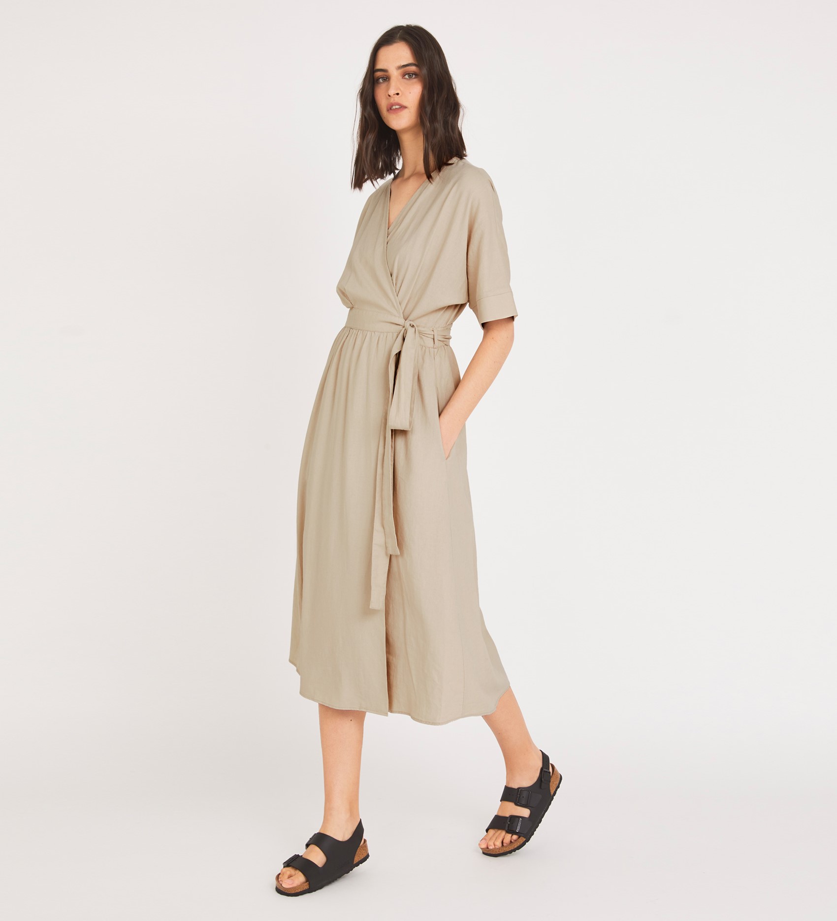 Midi Stone Wrap Dress | Short Sleeves | Finery London