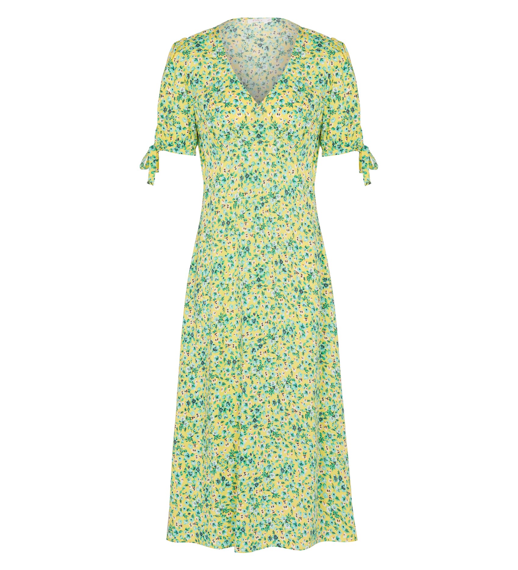 Knee Length Yellow Ditsy Dress Short Sleeves Finery London
