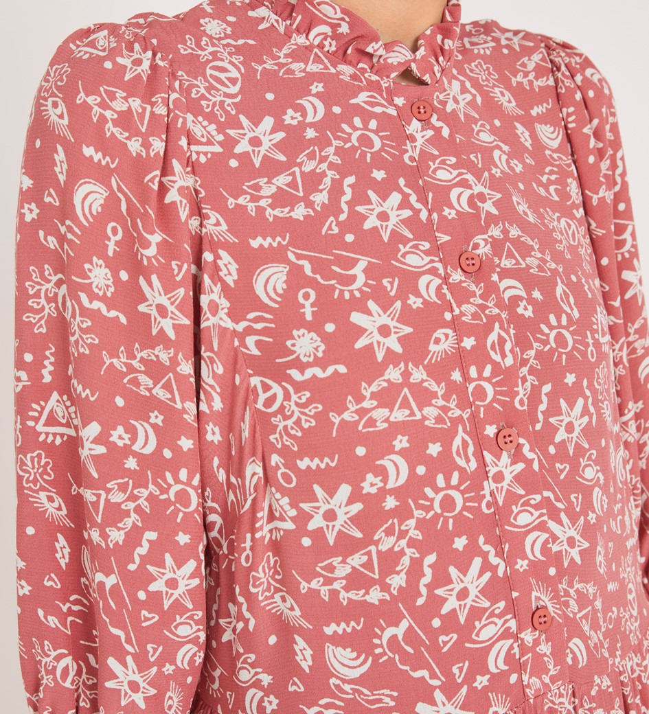 Midi Pink Print Dress | Short Sleeves | Finery London