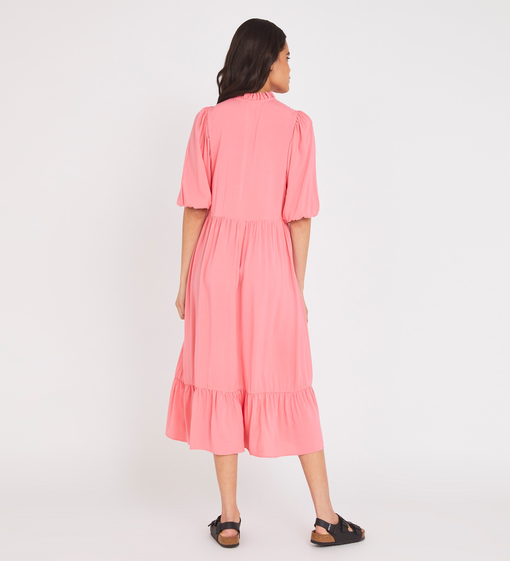 Midi Coral Dress Short Sleeves Finery London