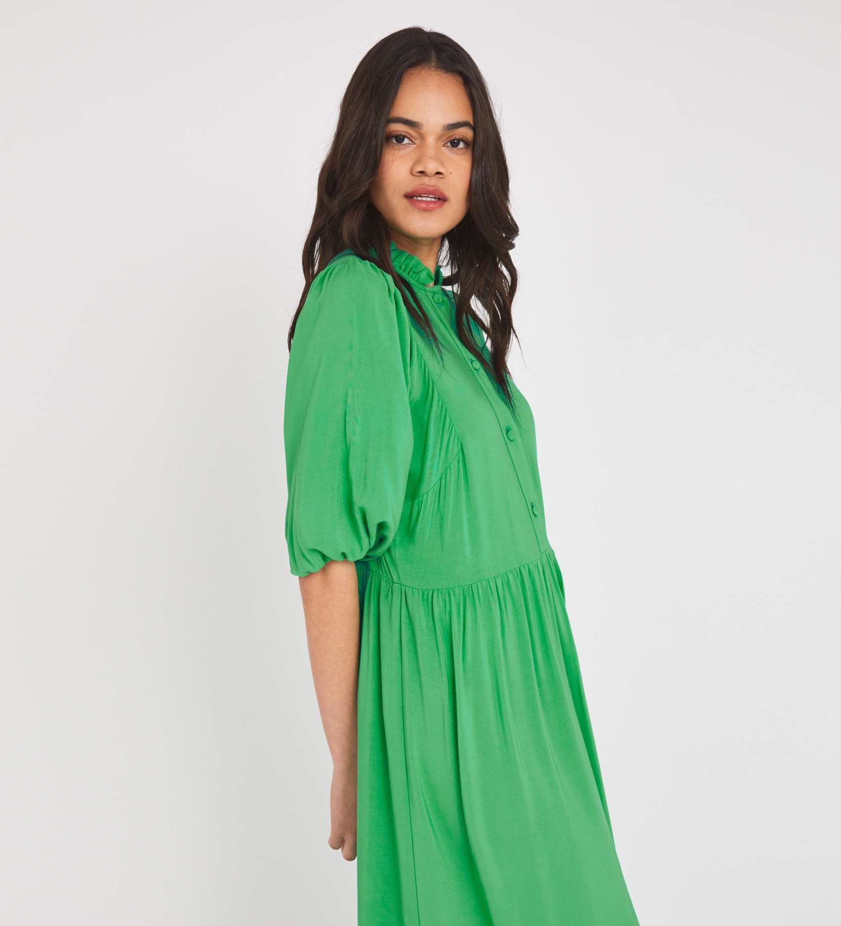 Midi Emerald Dress | Short Sleeves | Finery London
