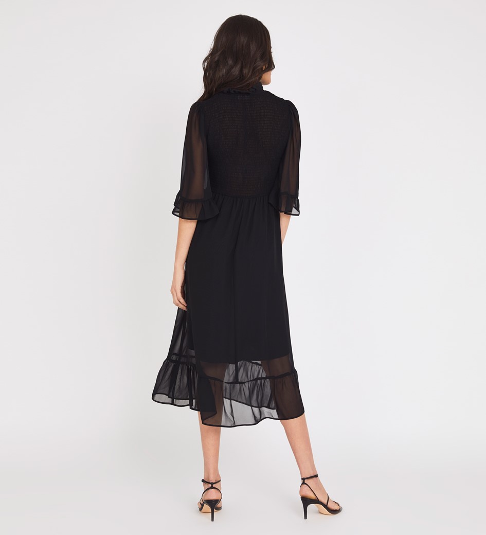 Jayda Black Midi Dress | Leopard dress | Finery London