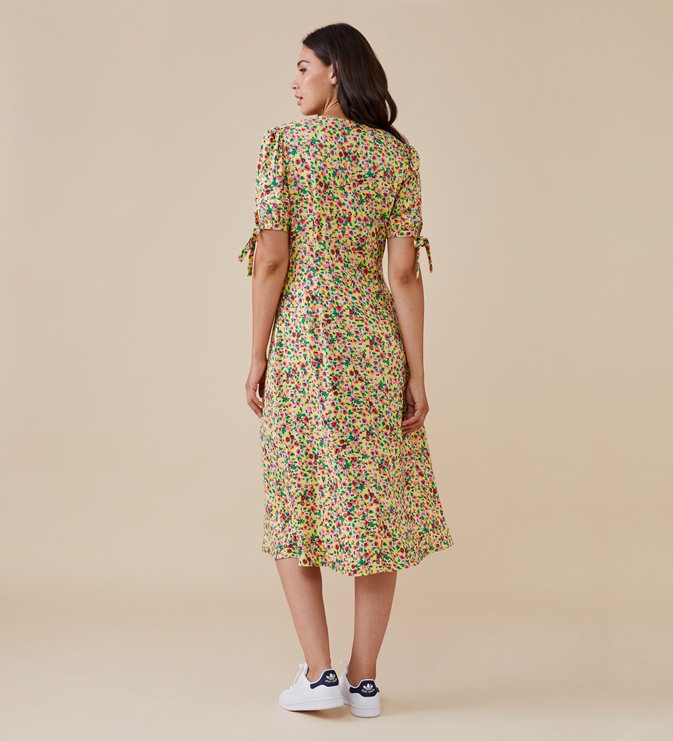 Claire Midi Yellow Floral Dress| Finery London