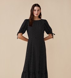 Ruby Midi Black Spot Dress        LENZING™ ECOVERO™