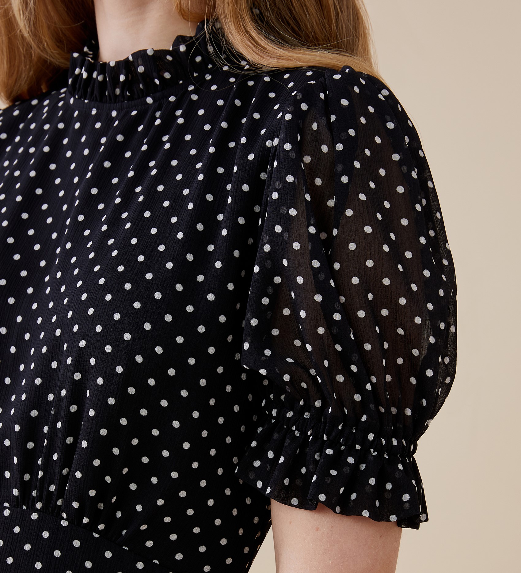 Camille Black Spot Dress | Finery London
