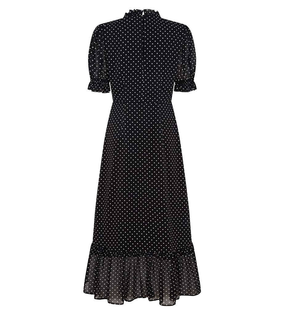 Camille Black Spot Dress | Finery London