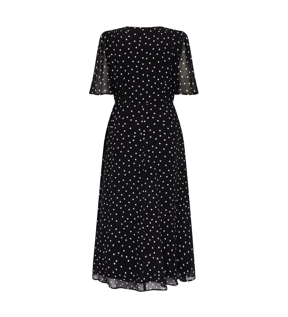 Carolina Midi Chiffon Black Spot Dress