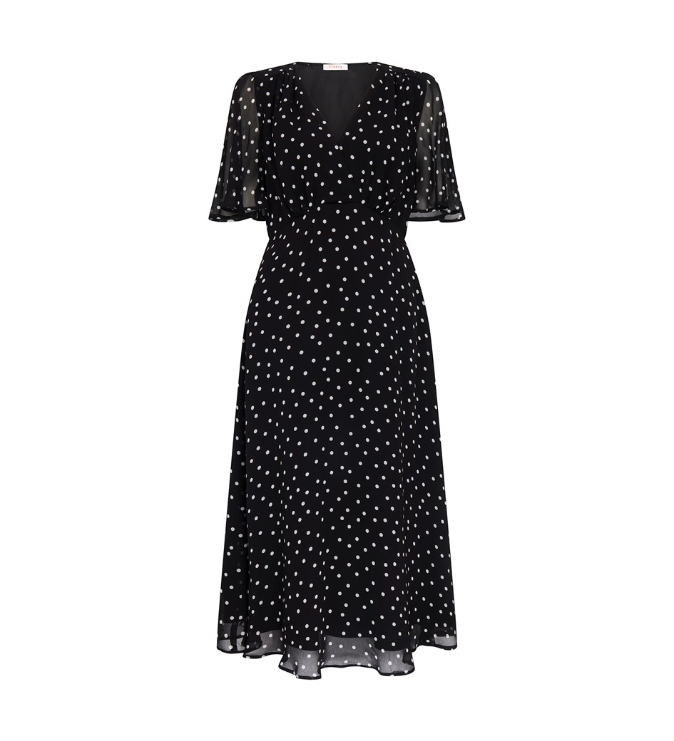 Carolina Midi Chiffon Black Spot Dress