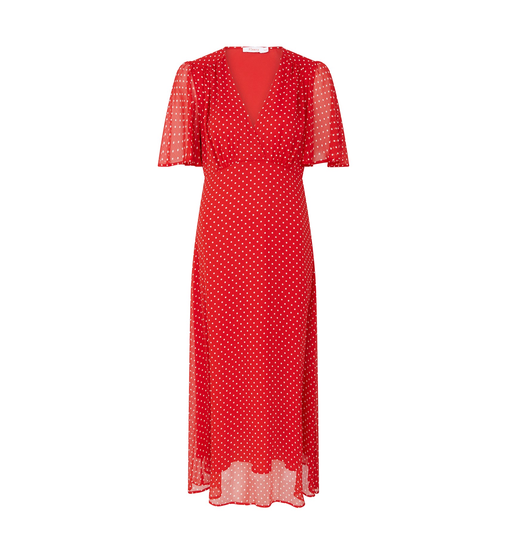 Carolina Red Spot Chiffon Midi Dress | Finery London