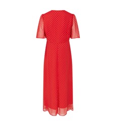 Carolina Midi Chiffon Red Spot Dress