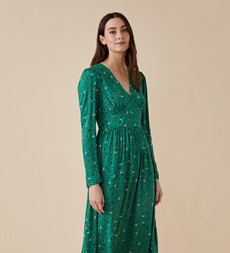 Carrie Midi Green Floral Dress