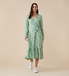 Imani Midi Green Animal Dress