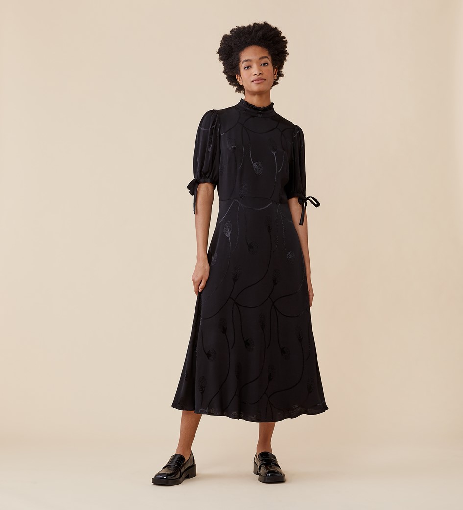 Genia Black Midi Dress