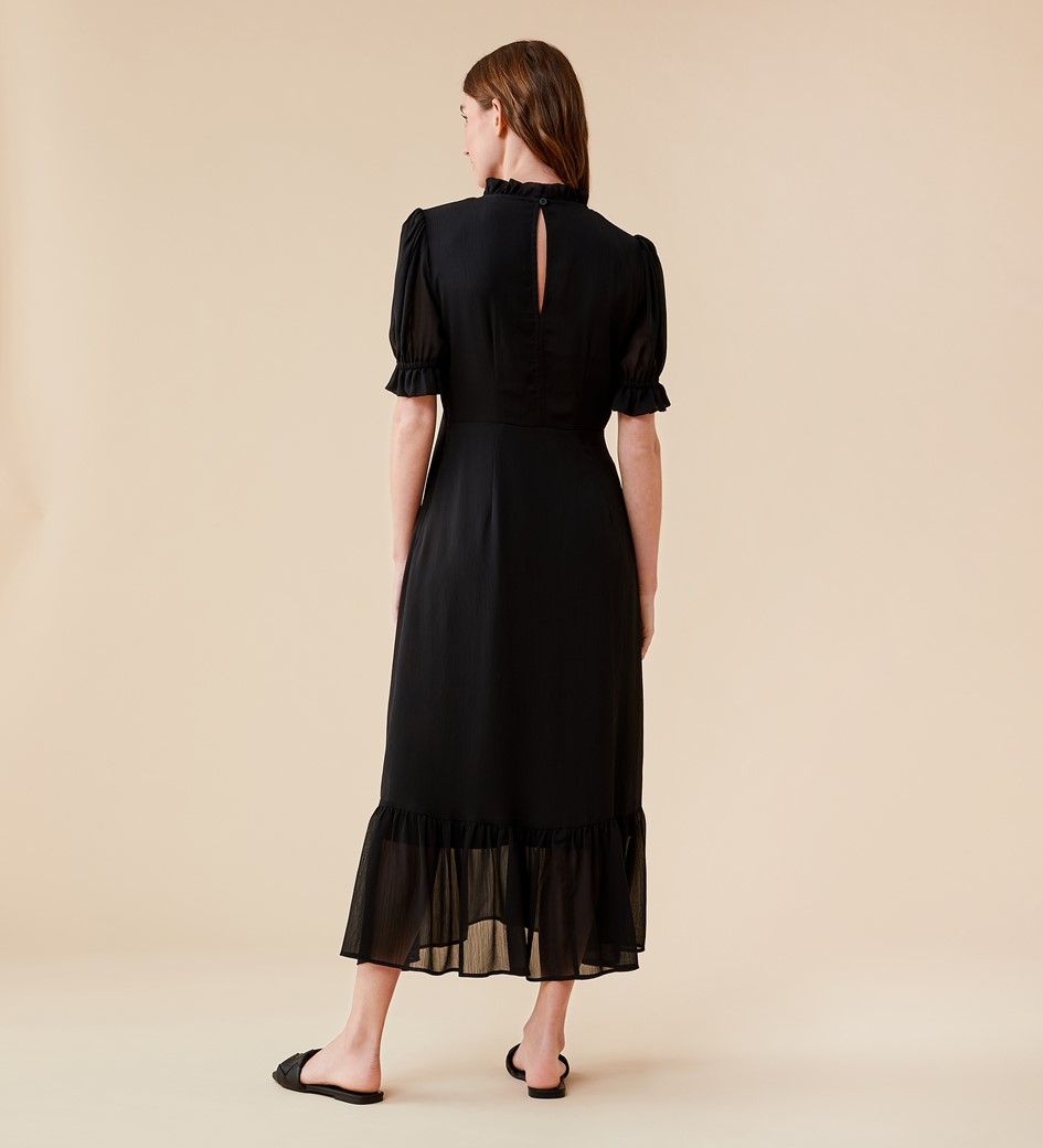 Camille Black Chiffon Midi Dress