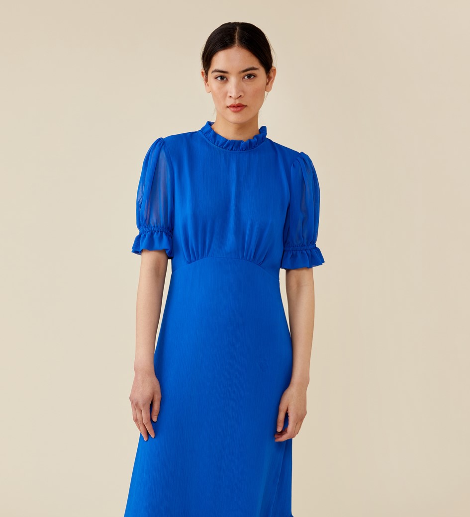 Camille Cobalt Blue Chiffon Midi Dress