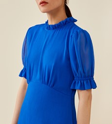 Camille Cobalt Blue Chiffon Midi Dress