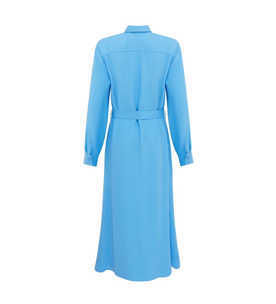 Adaria Midi Satin Back Crepe Blue Dress
