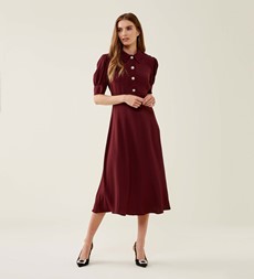 Jaela Burgundy Midi Dress