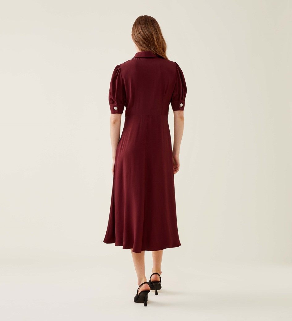 Jaela Burgundy Midi Dress