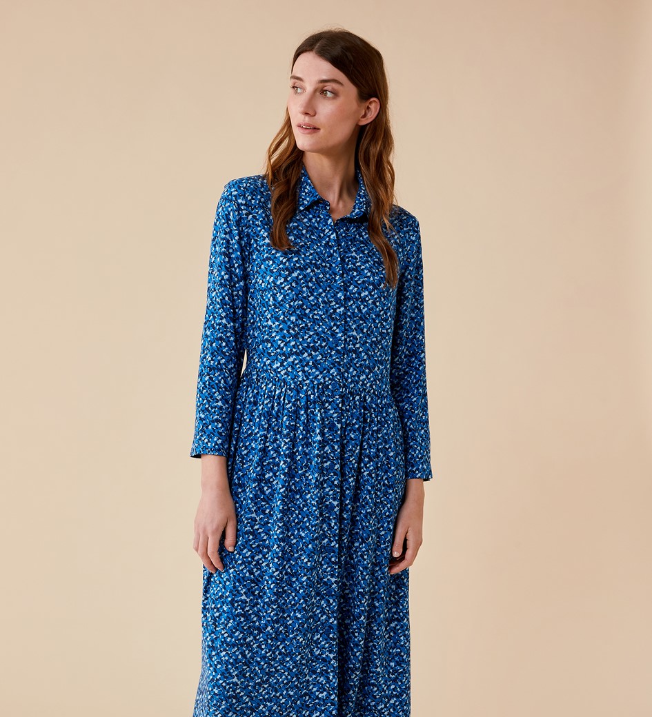 Gala Midi Blue Abstract Dress            LENZING™ ECOVERO™
