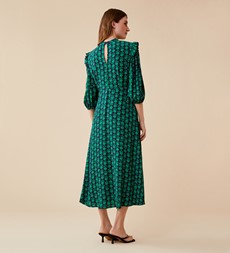 Belen Crepe Green Daisy Midi Dress
