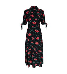 Genia Midi  Viscose Black Floral Dress