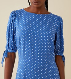 Ruby Midi Viscose Blue Spot Dress