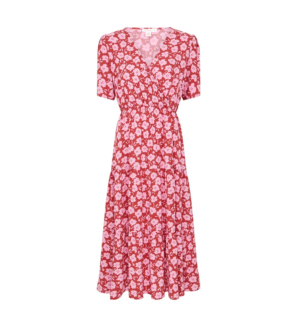 Amara Midi Viscose Pink Floral Dress