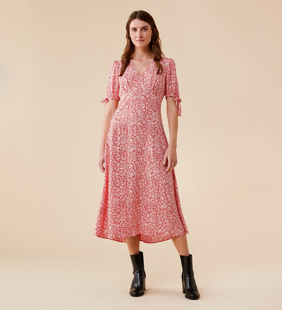Claire Red Ditsy Midi Dress