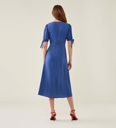 Claire Navy Spot Midi Dress