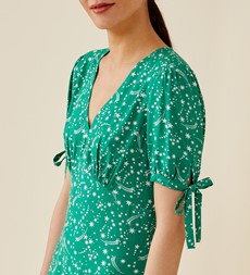 Claire Midi Ecovero Green Stars Dress
