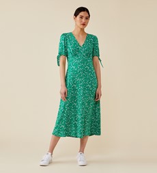 Claire Midi Ecovero Green Stars Dress