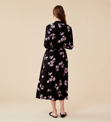 Cassie Midi Viscose Black Floral Dress