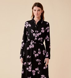 Cassie Midi Viscose Black Floral Dress