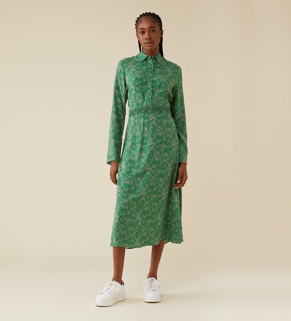 Cassie Midi Viscose Green Abstract Dress
